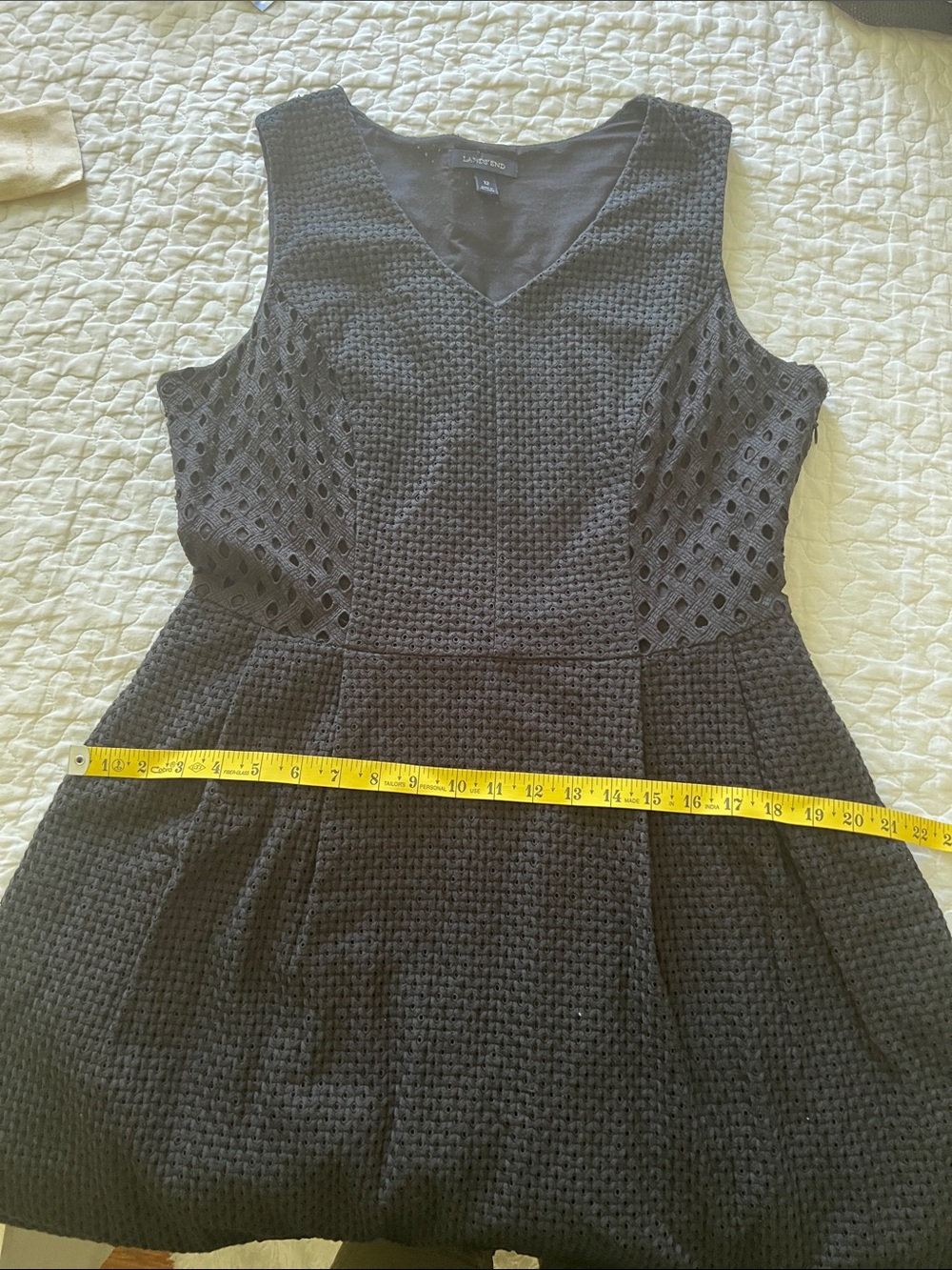 Lands' End Black Cotton Eyelet Midi Dress - Picture 15 of 16